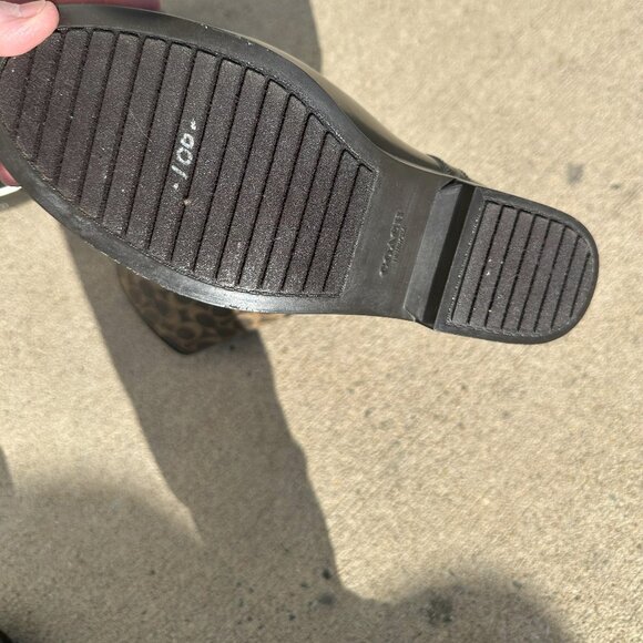 COACH Knee High Tristee Signature Monogram Brown Lace-Up Rain Boots Womens 9.5 - Picture 2 of 4